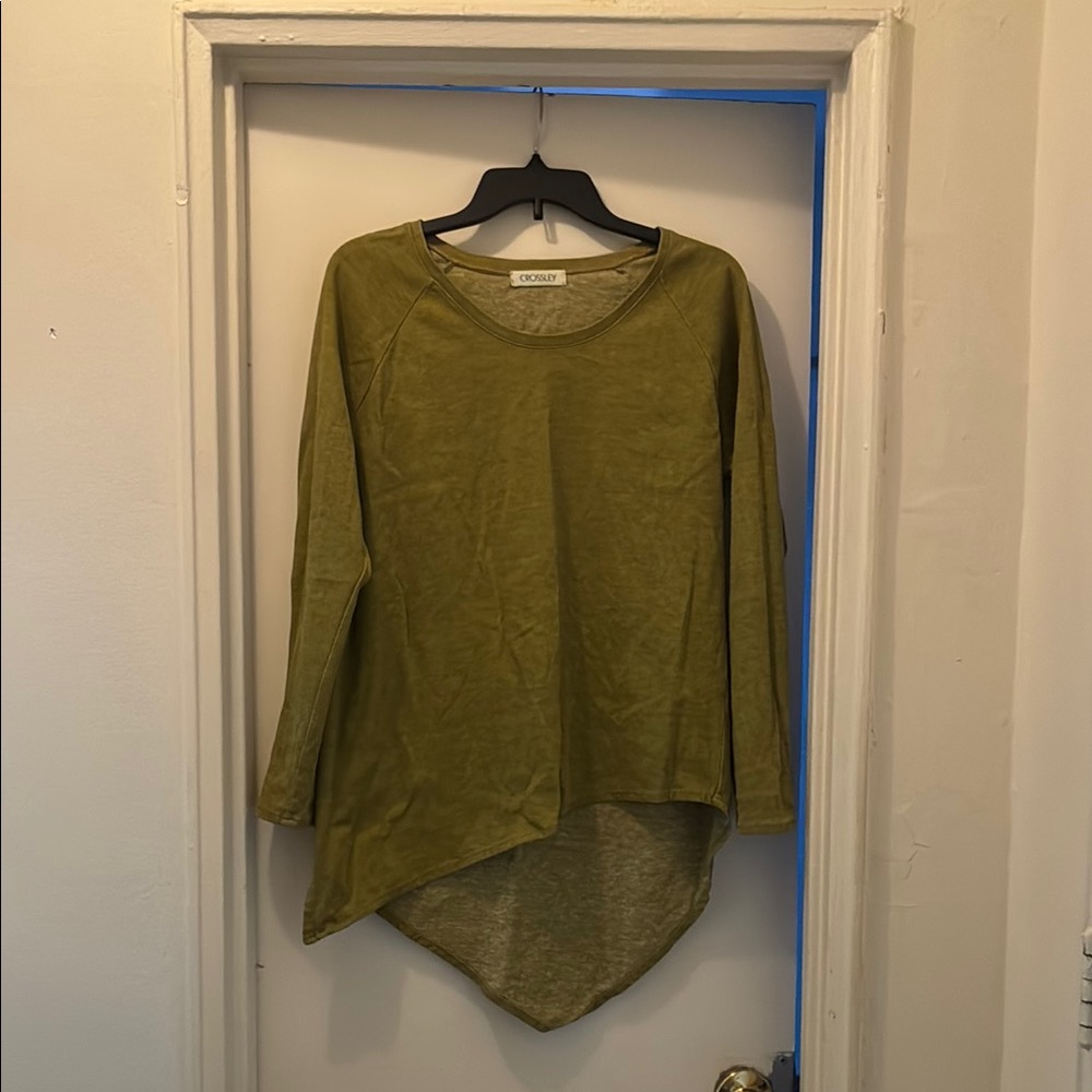 CROSSLEY Green Asymmetrical Tunic Top